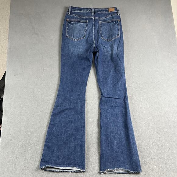 Judy Blue Jeans Womens 31 Blue Control Top Flare Strech Frayed Casual Distressed - Picture 6 of 10